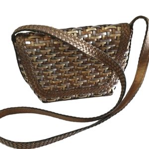 Bronze Woven Leather Bag L.J.S. Collection